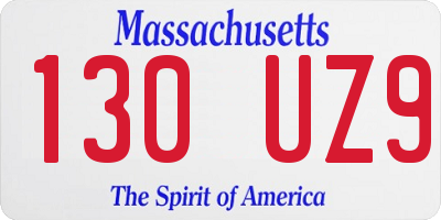 MA license plate 130UZ9