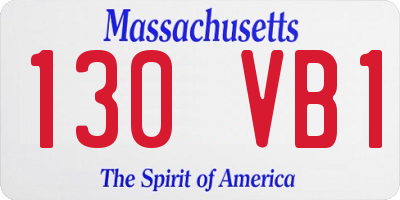 MA license plate 130VB1