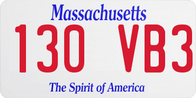 MA license plate 130VB3
