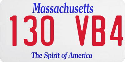 MA license plate 130VB4