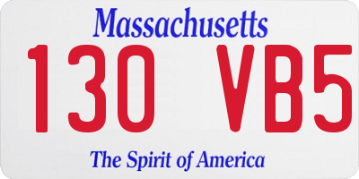 MA license plate 130VB5