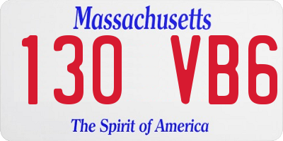 MA license plate 130VB6