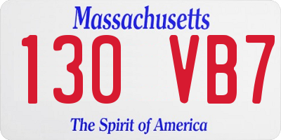 MA license plate 130VB7