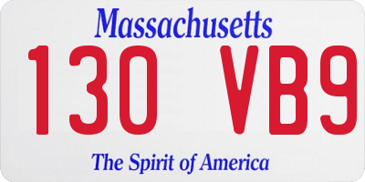 MA license plate 130VB9