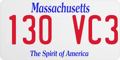 MA license plate 130VC3