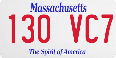 MA license plate 130VC7