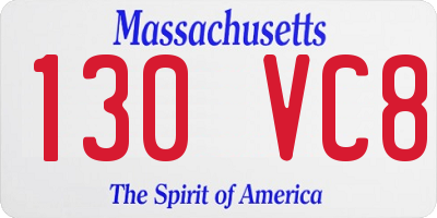 MA license plate 130VC8