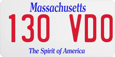 MA license plate 130VD0