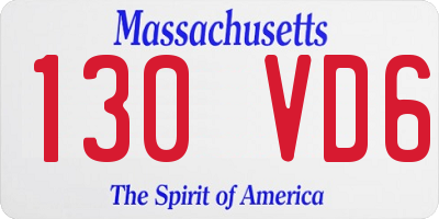 MA license plate 130VD6