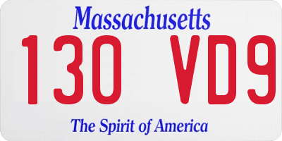 MA license plate 130VD9