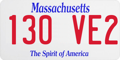 MA license plate 130VE2