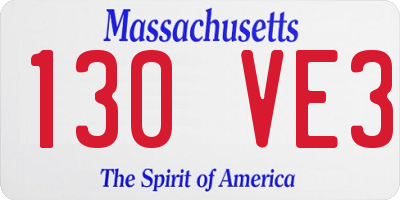 MA license plate 130VE3