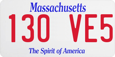 MA license plate 130VE5