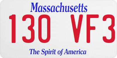 MA license plate 130VF3