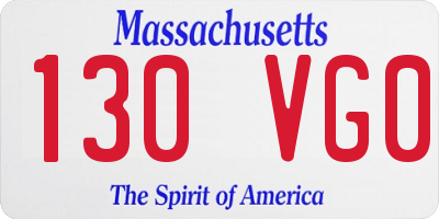 MA license plate 130VG0