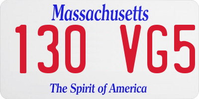 MA license plate 130VG5