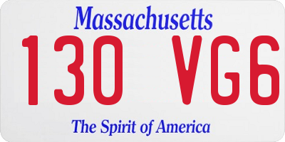 MA license plate 130VG6