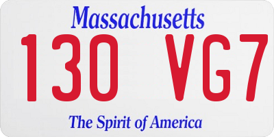 MA license plate 130VG7