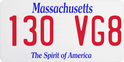 MA license plate 130VG8