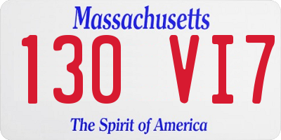 MA license plate 130VI7