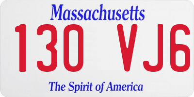 MA license plate 130VJ6