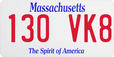 MA license plate 130VK8