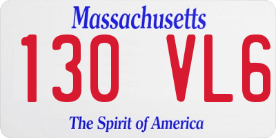 MA license plate 130VL6