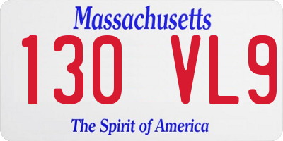 MA license plate 130VL9