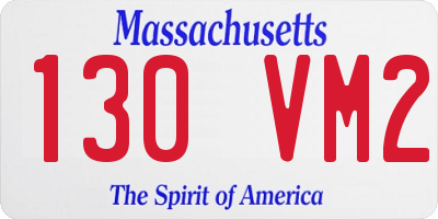MA license plate 130VM2