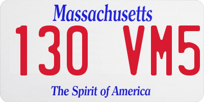 MA license plate 130VM5