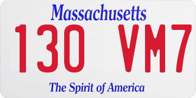 MA license plate 130VM7