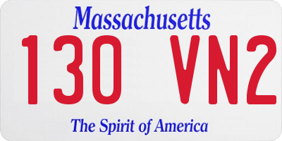 MA license plate 130VN2