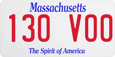 MA license plate 130VO0