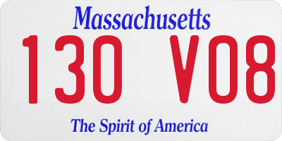 MA license plate 130VO8
