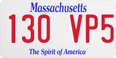 MA license plate 130VP5