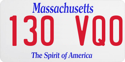 MA license plate 130VQ0