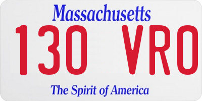 MA license plate 130VR0