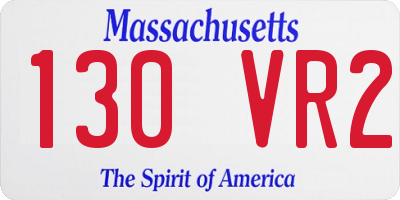 MA license plate 130VR2