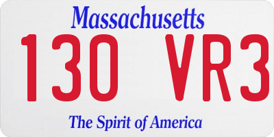 MA license plate 130VR3