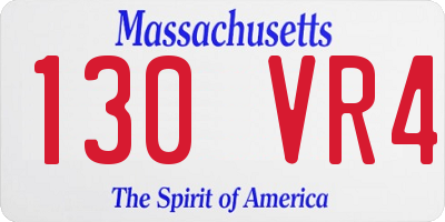 MA license plate 130VR4