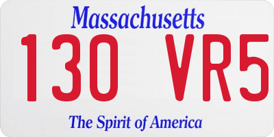 MA license plate 130VR5