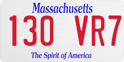 MA license plate 130VR7