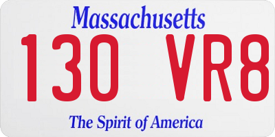 MA license plate 130VR8