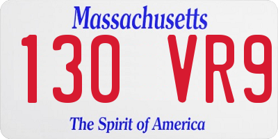 MA license plate 130VR9