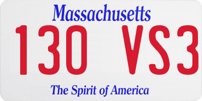 MA license plate 130VS3