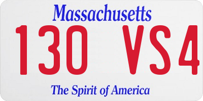 MA license plate 130VS4