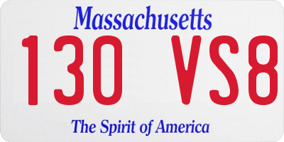 MA license plate 130VS8