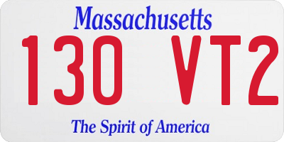 MA license plate 130VT2