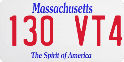 MA license plate 130VT4