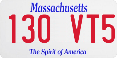 MA license plate 130VT5